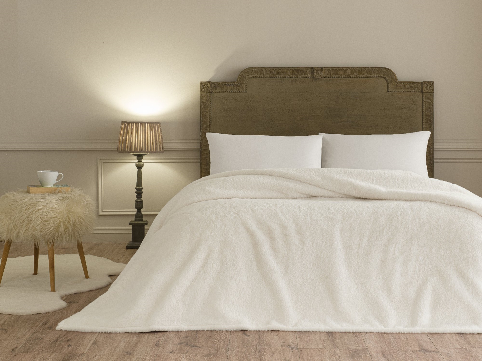 resm Linens Mathie Çift Kişilik Ekru Battaniye