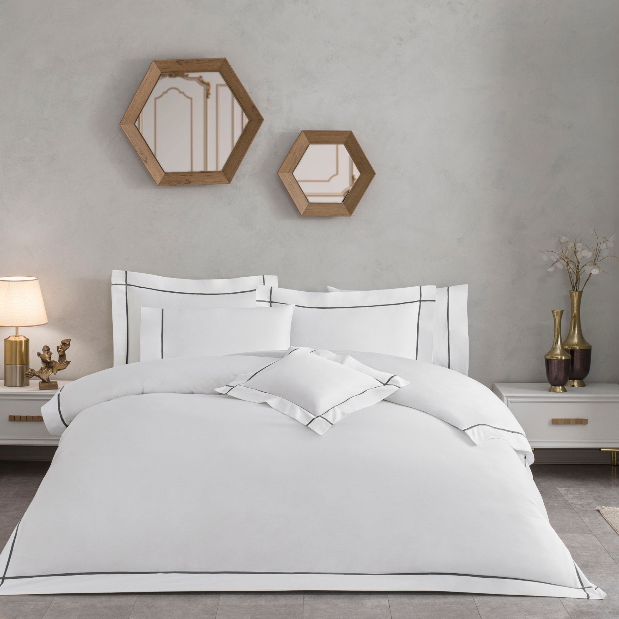 resm Valeron Mono Saten King Nevresim Takımı Antrasit