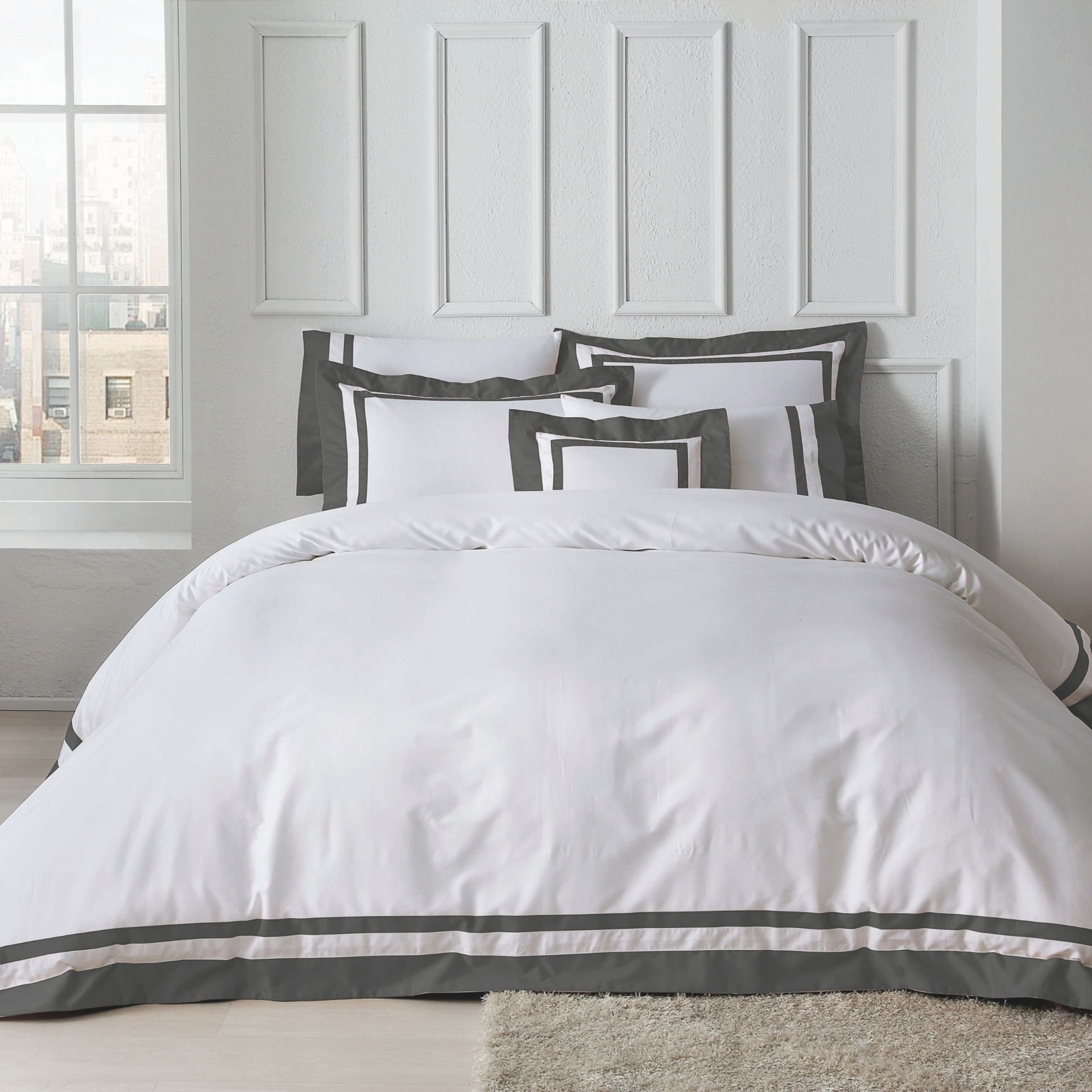 resm Valeron Nouveau Saten Süper King Nevresim Takımı Antrasit