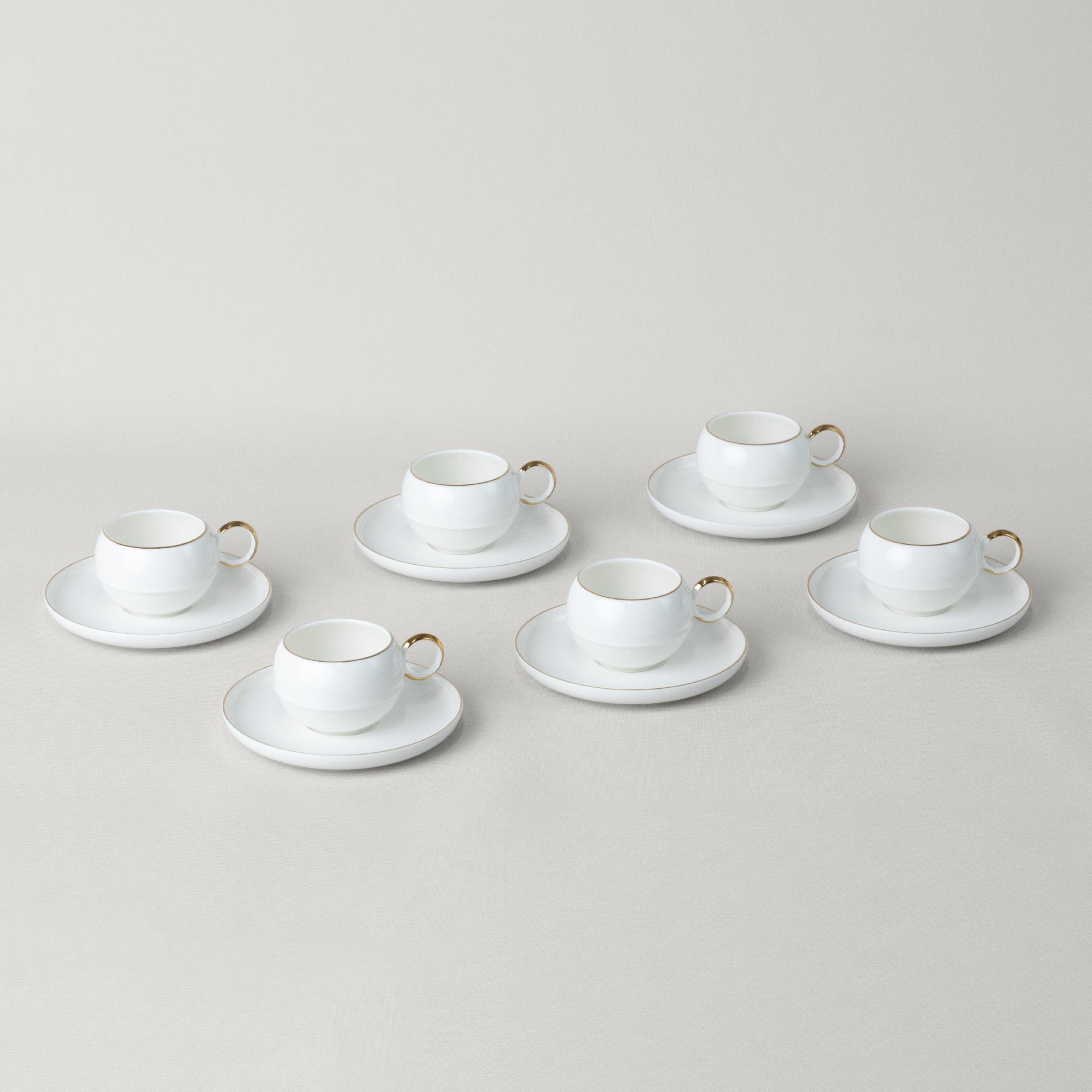 resm Linens Sally Porselen 6'lı 90 ml Kahve Fincan Seti Beyaz-Gold