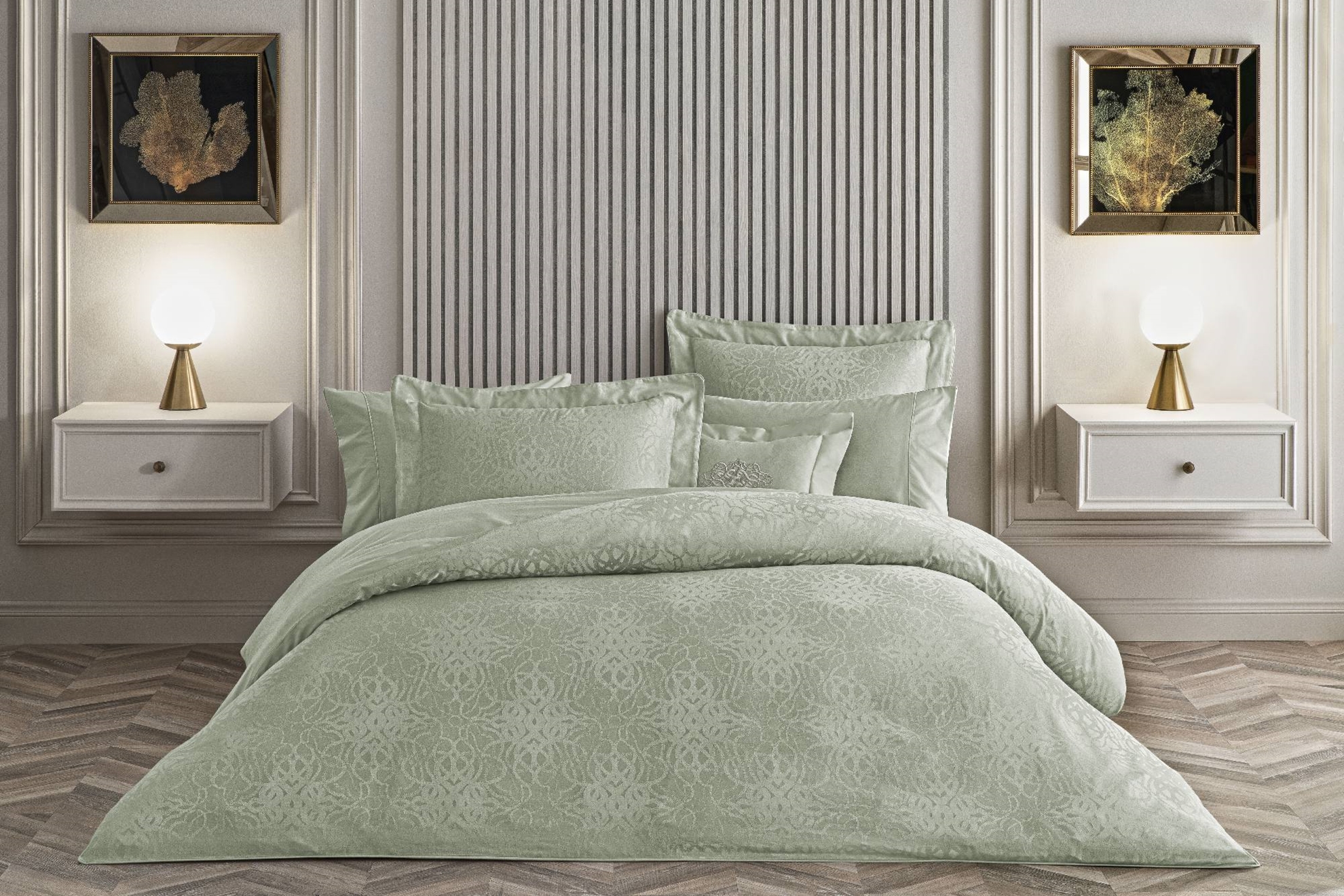 resm Valeron Valois Jakar Çift Kişilik Nevresim Takımı Haki