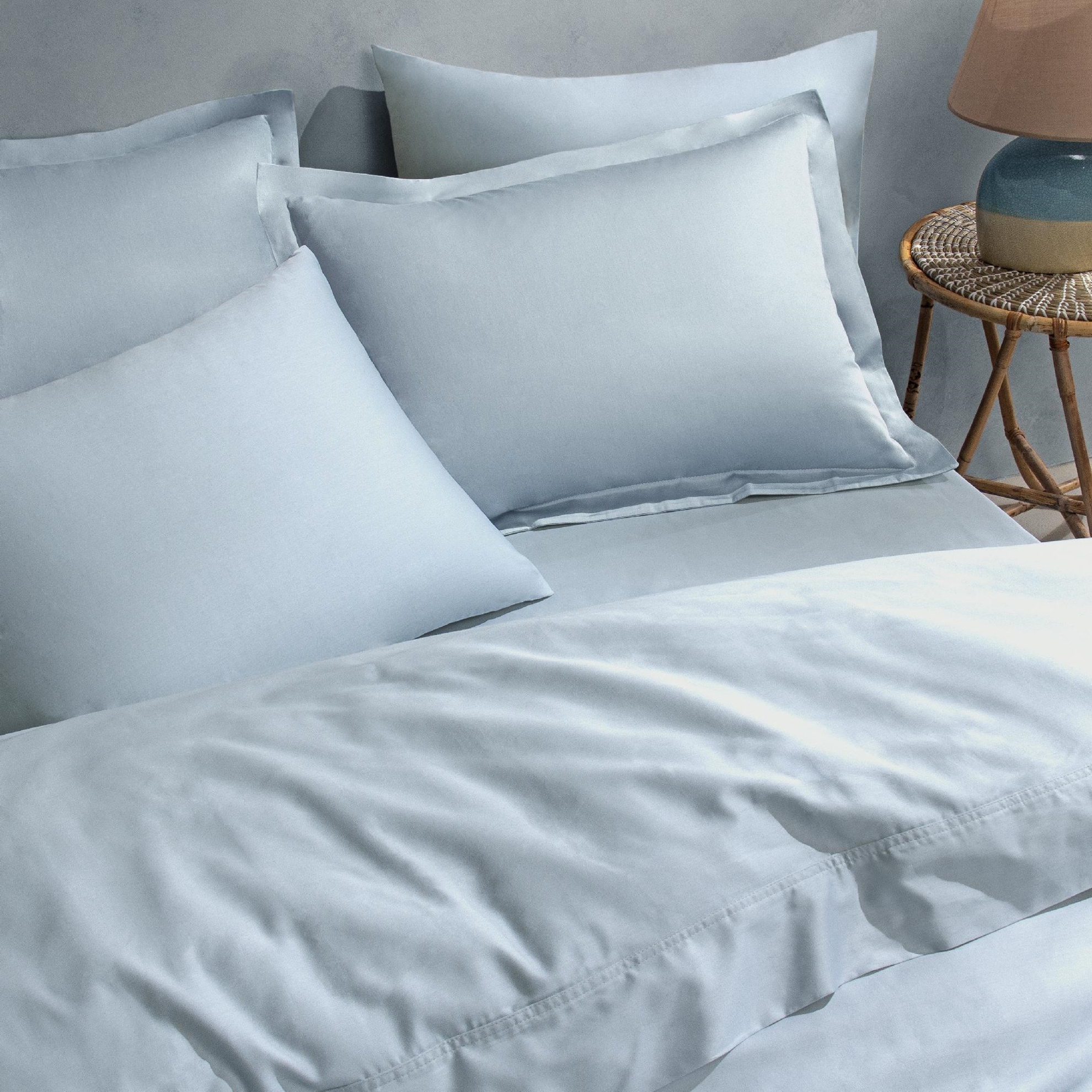 resm Linens Mix&Match Pamuk Saten 2'li Standart Yastık Kılıfı Seti Mavi