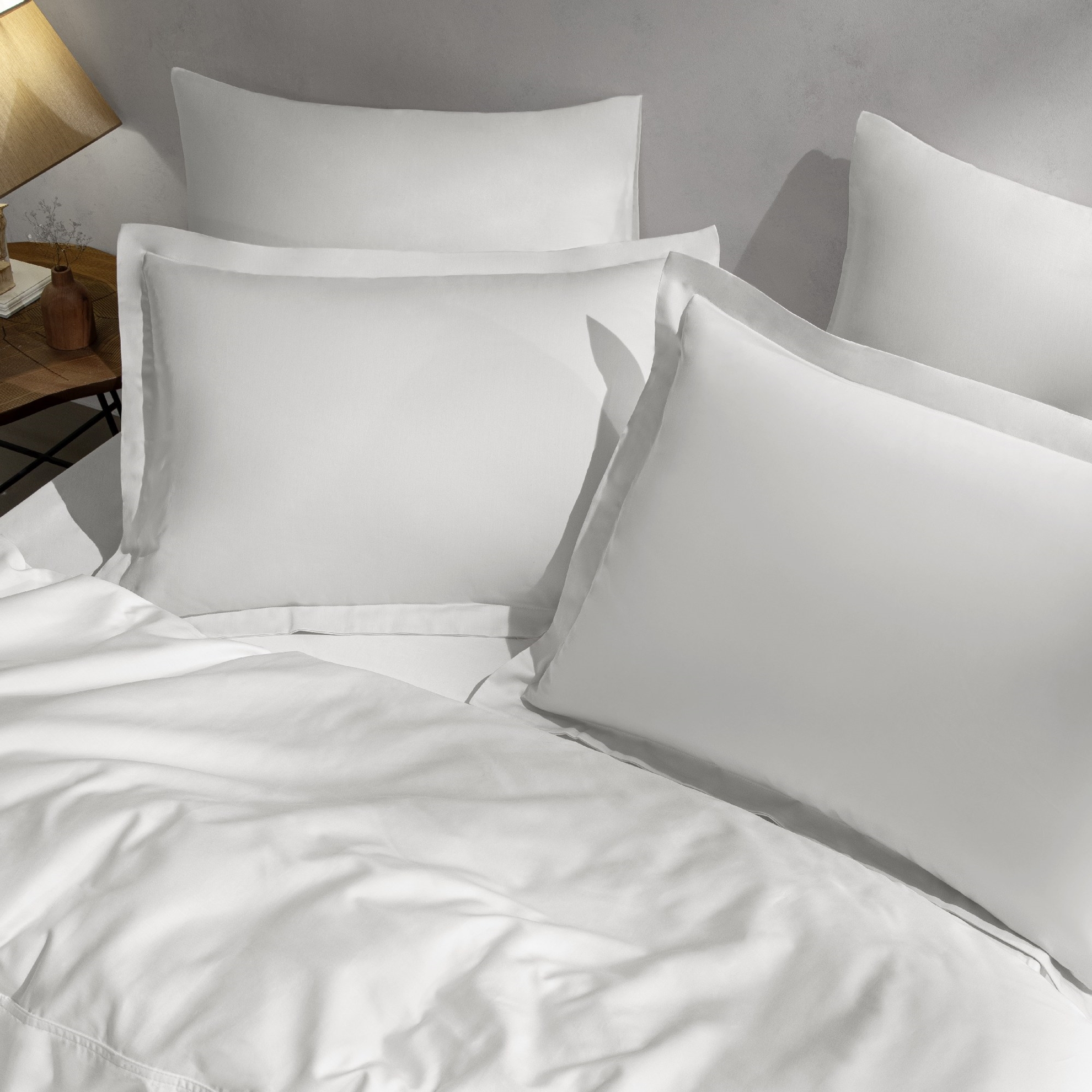 resm Linens Mix&Match Pamuk Saten 2'li Volanlı Yastık Kılıfı Seti Ekru