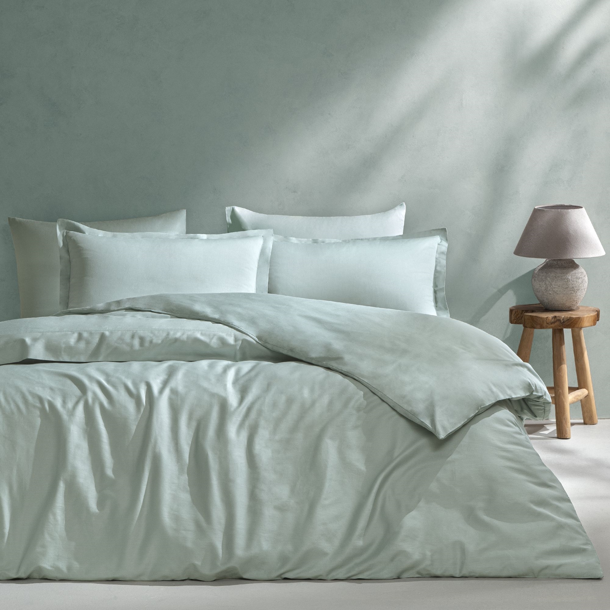 resm Linens Mix&Match Pamuk Saten 2'li Volanlı Yastık Kılıfı Seti Yeşil