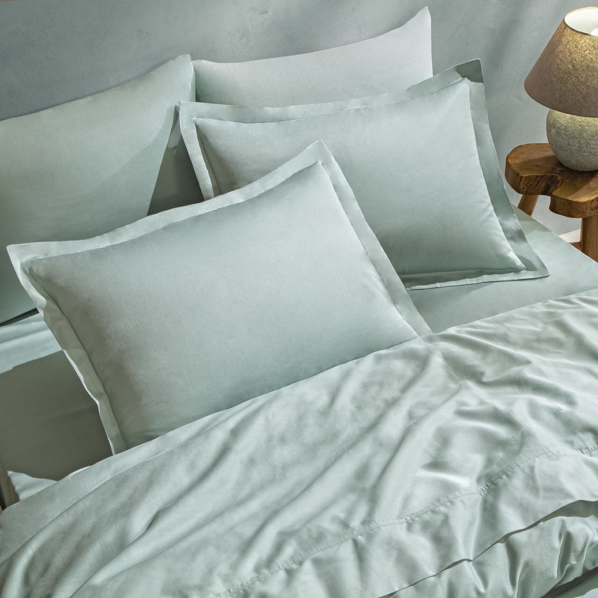 resm Linens Mix&Match Pamuk Saten 2'li Volanlı Yastık Kılıfı Seti Yeşil