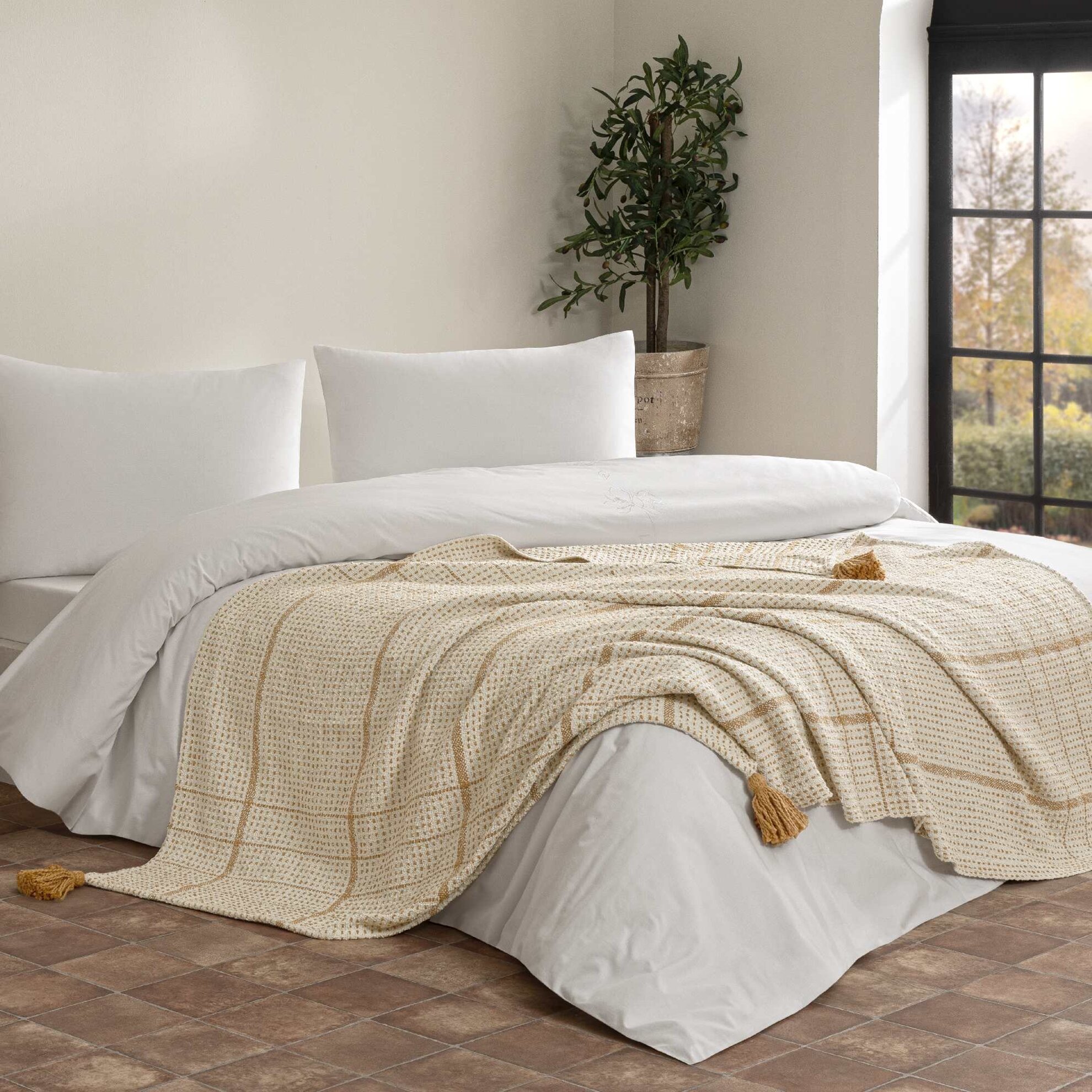 resm Linens Coze Throw / Tv Battaniyesi Hardal Tek Kişilik