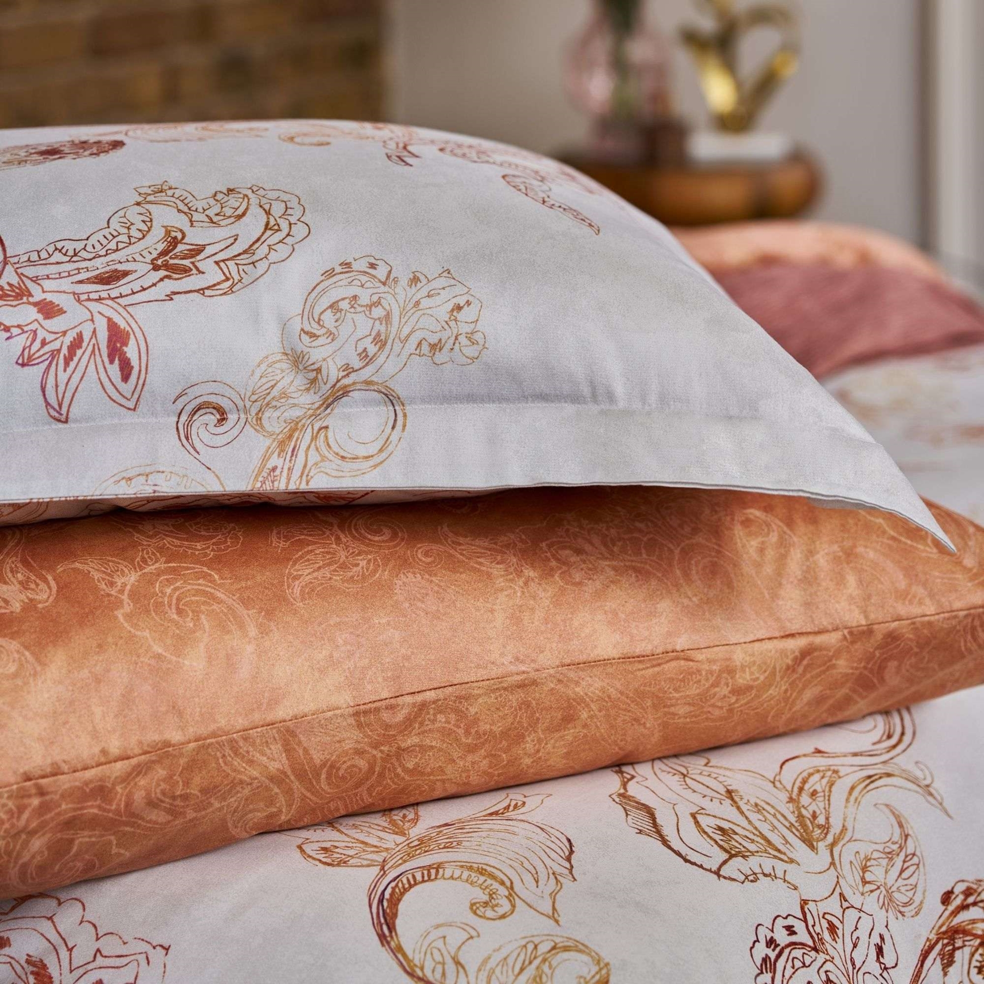 resm Linens Etienne Pamuk Saten King Nevresim Takımı Gri