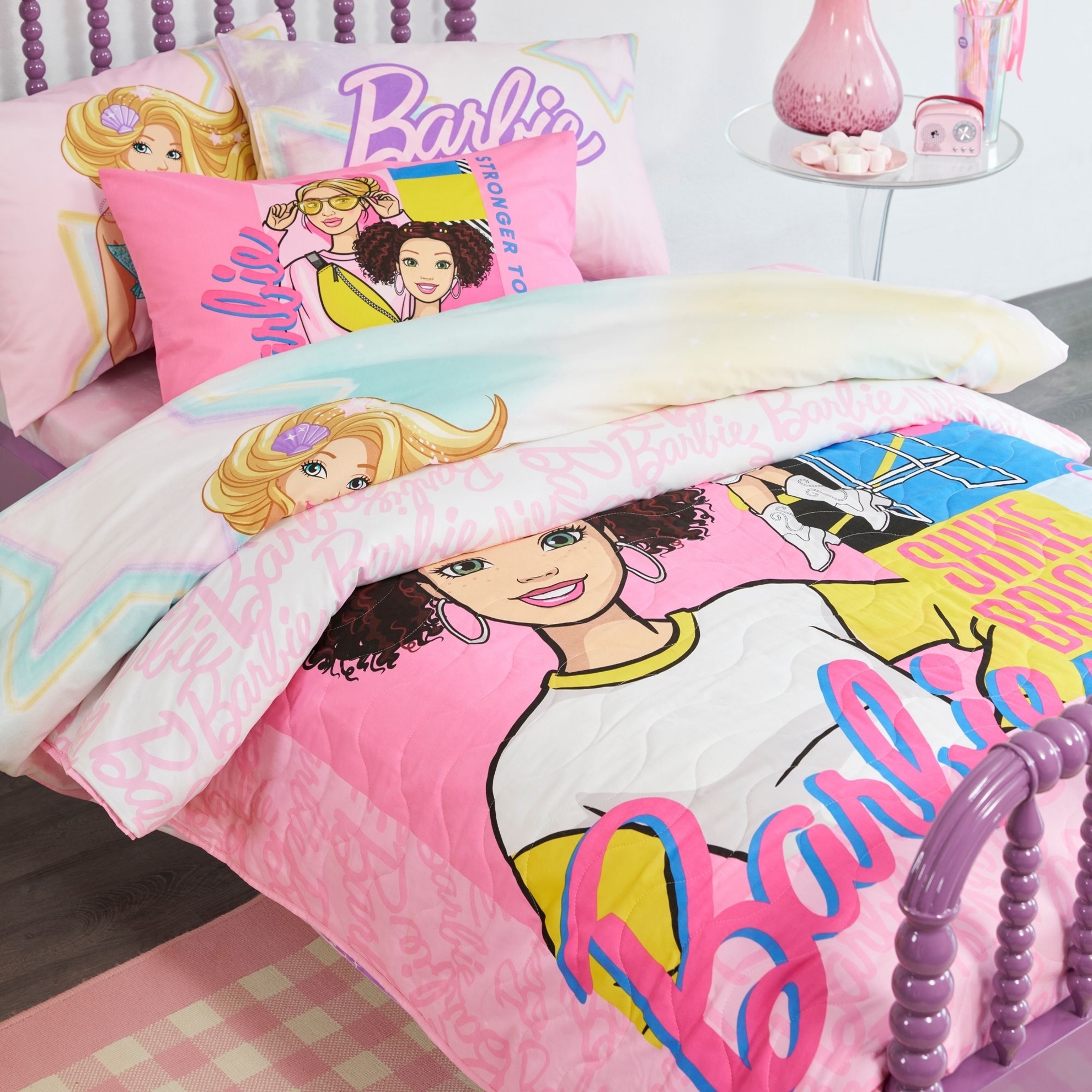 resm Taç Lisanslı Barbie Mermaid Tek Kişilik Pamuk Nevresim Takımı