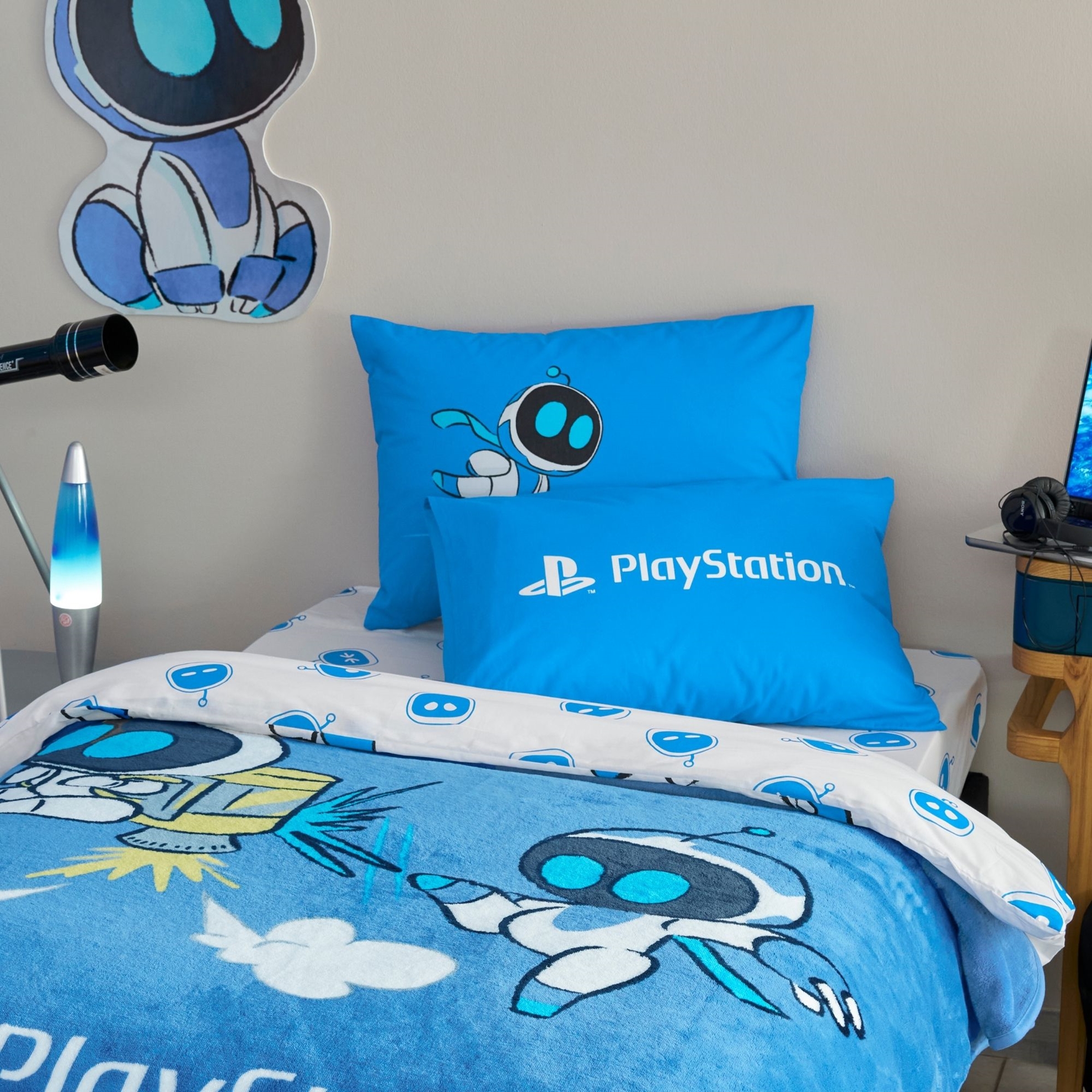 resm Taç Lisanslı Playstation Astrobot Tek Kişilik Pamuk Nevresim Takımı 100