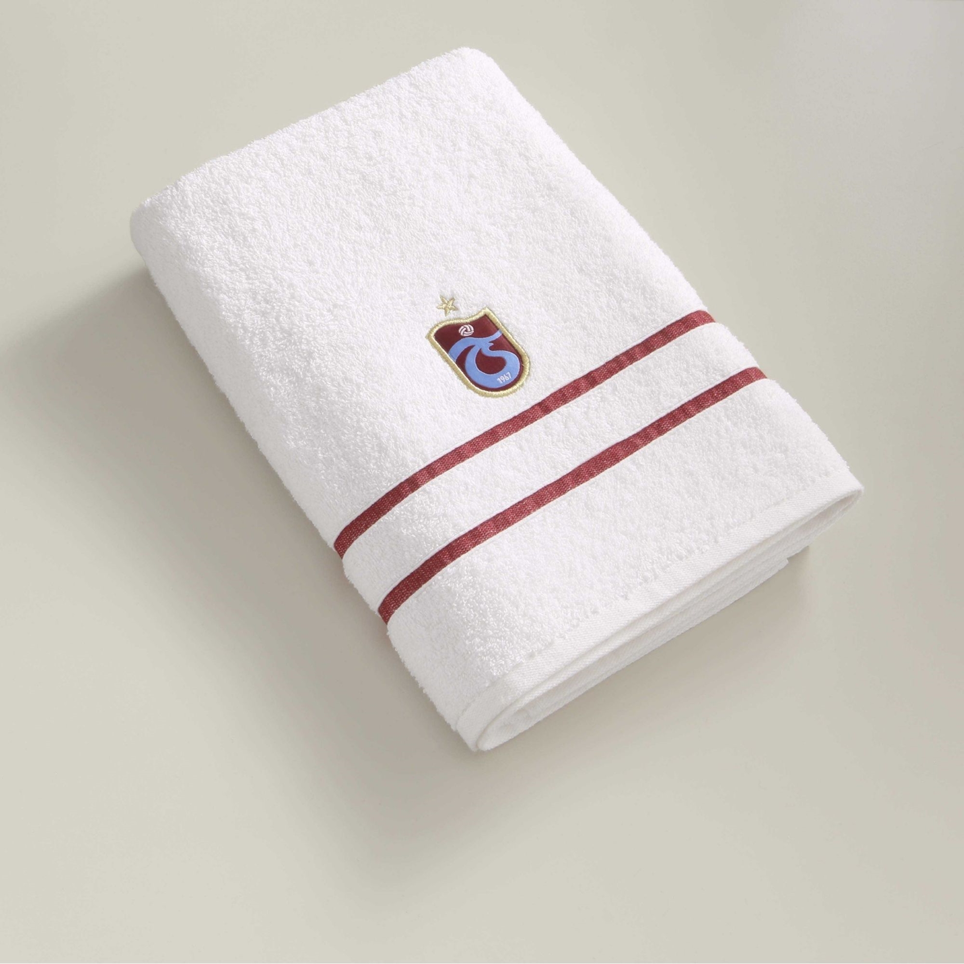 resm Taç Lisanslı Trabzonspor Arma Pamuk 70x140 cm Banyo Havlusu Beyaz