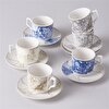 resm Linens Josie Porselen 6'lı 100 ml Kahve Fincan Takımı Vizon-Gri-Mavi