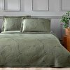 resm Linens Leaf Çift Kişilik Yatak Örtüsü Seti Koyu Yeşil