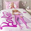 resm Taç Lisanslı Barbie Light Tek Kişilik Pamuk Pike Takımı