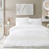 resm Linens Brode Chıffon Pamuk Çift Kişilik Nevresim Takımı Beyaz