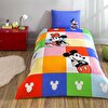 resm Taç Lisanslı Disney Mnnie & Mickey Tek Kişilik Pamuk Nevresim Takımı