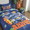 resm Taç Lisanslı Disney Stitch Aloha Tek Kişilik Pamuk Nevresim Takımı 120
