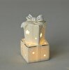 resm Linens Gift Box 7x7x13 cm Ledli Dekor Ekru