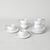 resm Linens Sally Porselen 6'lı 90 ml Kahve Fincan Seti Beyaz-Gold
