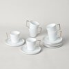resm Linens Davies Porselen 6'lı 90 ml Kahve Fincan Seti Beyaz-Gold