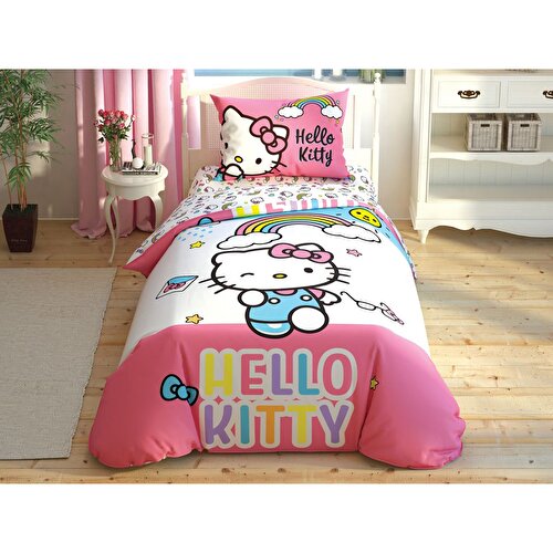 Resim Taç Hello Kitty Rainbow Nevresim Takımı