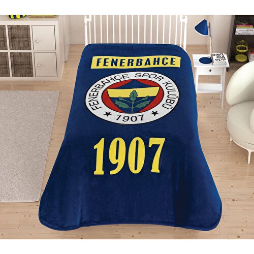 Resim Fenerbahçe Klasik Logo Tek Kişilik Battaniye