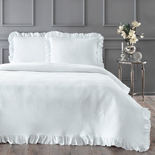 Resim Linens Basic Yatak Örtüsü Seti Çift Kişilik Beyaz