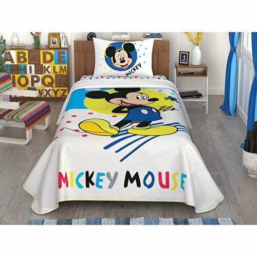 Resim Taç Disney Mickey Colour Pamuk Lisanslı Pike Takımı