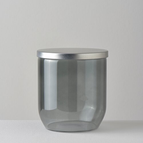 Resim Linens Smoky Cam-Metal Kapak 10x10x11 cm Saklama Kabı Füme