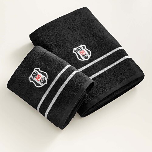 Resim Taç Lisanslı Beşiktaş Arma Pamuk 50x90 cm Yüz Havlusu Siyah