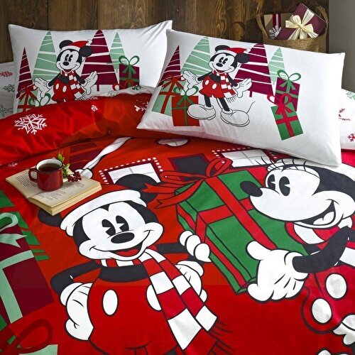 Resim Taç Disney Minnie&Mickey Christmas Pamuk Çift Kişilik Nevresim Takımı