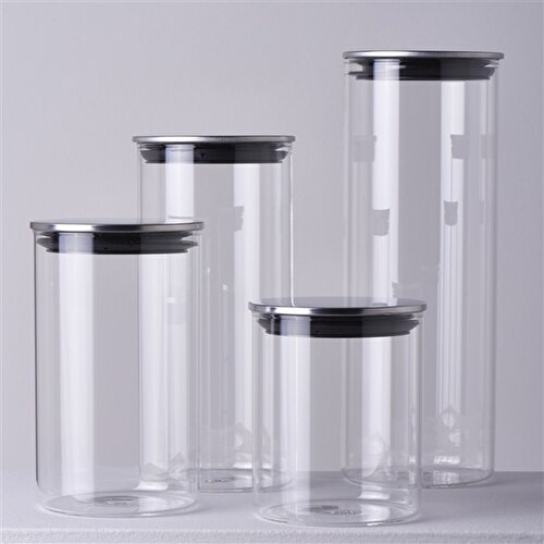 Resim Linens Basic Cam-Metal Kapak 10x10x28 cm Kavanoz
