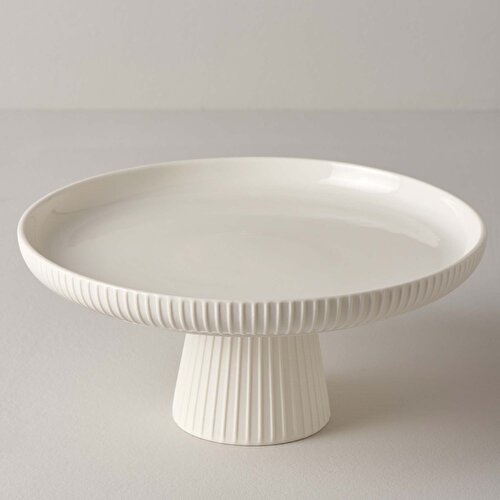 Resim Linens Trend Porselen 26 cm Ayaklı Tabak Beyaz