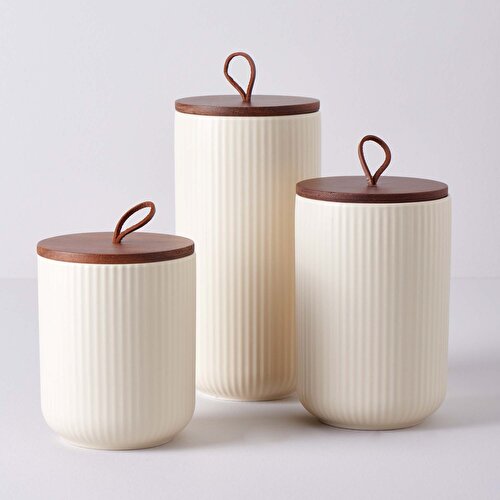Resim Linens Breath Akasya-Porselen 15 cm Kavanoz Ekru