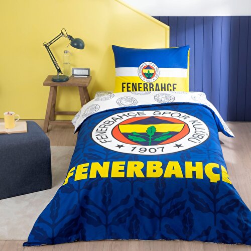 Resim Taç Lisanslı Fenerbahçe Palamut Tek Kişilik Pamuk Nevresim Takımı