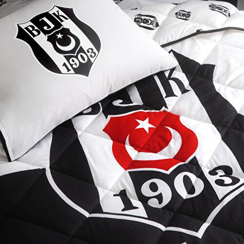 Resim Taç Lisanslı Beşiktaş Logo Tek Kişilik Yorgan Seti