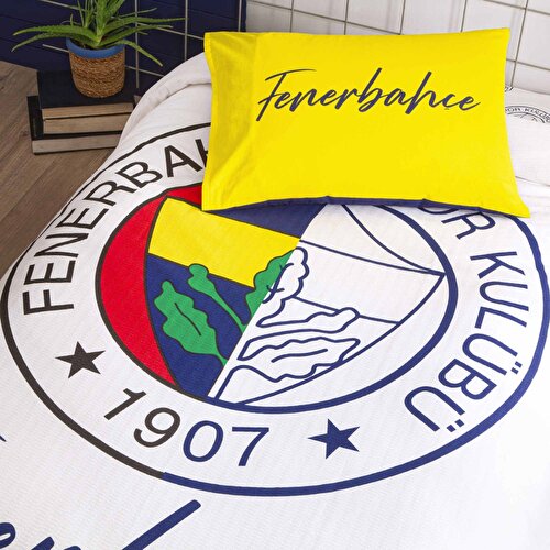 Resim Taç Lisanslı Fenerbahçe Yarım Logo Tek Kişilik Pamuk Pike Takımı