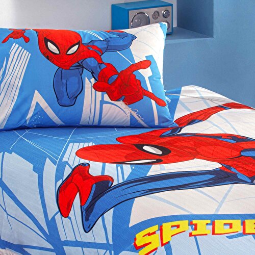 Resim Taç Lisanslı Spiderman Gate Tek Kişilik Pamuk Pike Takımı