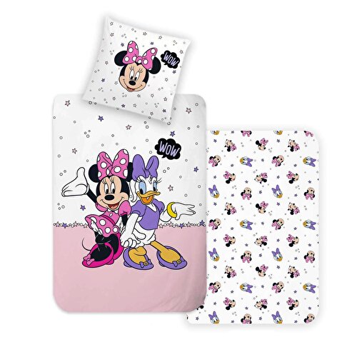 Resim Lisanslı Disney Minnie&Daisy Pamuk Çift Kişilik Çift Taraflı Nevresim Seti