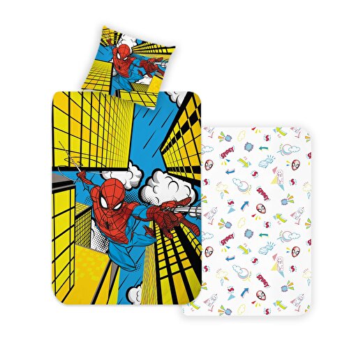 Resim Lisanslı Spiderman Pamuk Çift Kişilik Çift Taraflı Nevresim Seti