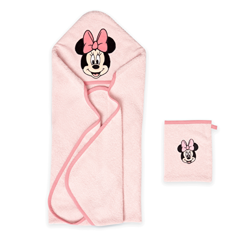Resim Lisanslı Disney Minnie Mouse Baby Pamuk Kese&Hooded Havlu Seti