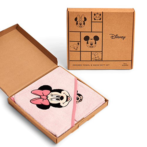 Resim Lisanslı Disney Minnie Mouse Baby Pamuk Kese&Hooded Havlu Seti