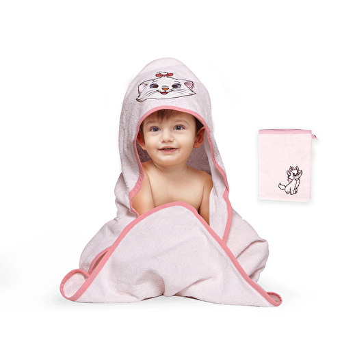 Resim Lisanslı Disney Marie Cat Baby Pamuk Kese&Hooded Havlu Seti
