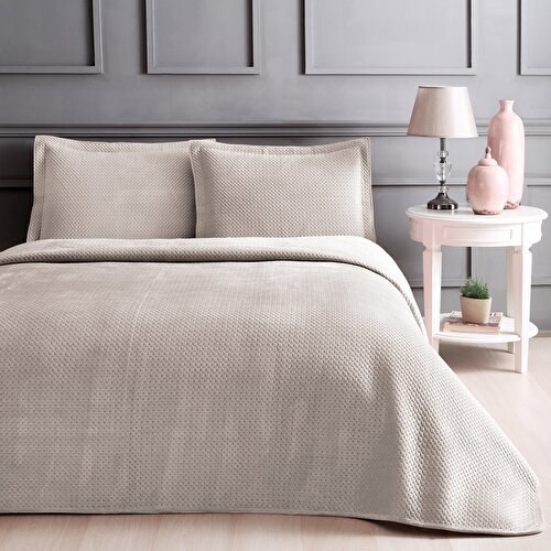 Resim Linens Glace Çift Kişilik Yatak Örtüsü Seti Bej