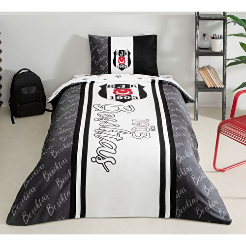 Resim Taç Lisanslı Beşiktaş 1903 Glow Tek Kişilik Pamuk Nevresim Takımı