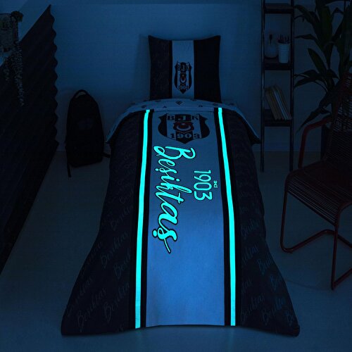 Resim Taç Lisanslı Beşiktaş 1903 Glow Tek Kişilik Pamuk Nevresim Takımı