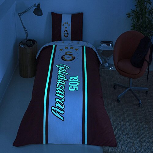 Resim Taç Lisanslı Galatasaray 1905 Glow Tek Kişilik Pamuk Nevresim Takımı