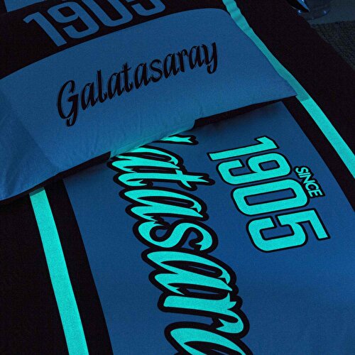 Resim Taç Lisanslı Galatasaray 1905 Glow Tek Kişilik Pamuk Nevresim Takımı