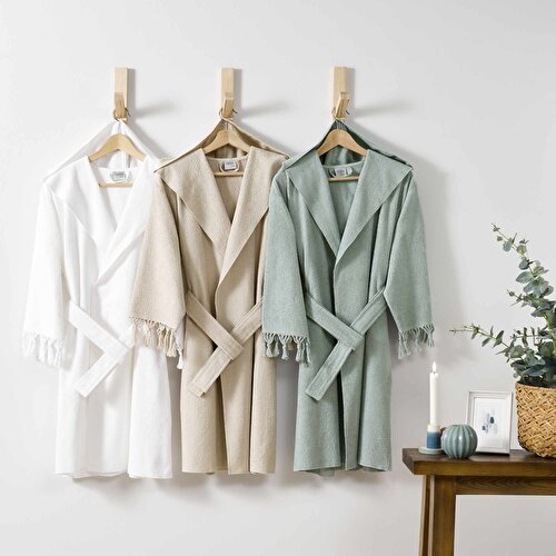 Resim Linens Jayla Pamuk S/M Bornoz Beyaz