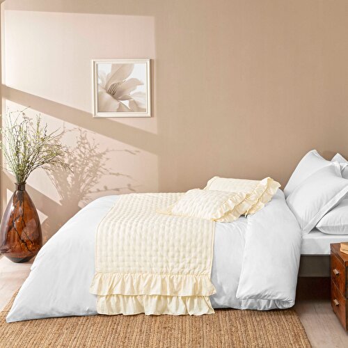 Resim Linens Scarlett Standart Yatak Runner Seti Taş