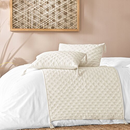 Resim Linens Gardenia Standart Yatak Runner Seti Bej
